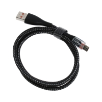 Кабель, 2 А, MicroUSB - USB, прозрачный, оплётка нейлон, 1 м, чёрный Кабель, 2 А, MicroUSB - USB, прозрачный, оплётка нейлон, 1 м, чёрный