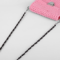 Цепочка с искусственной кожей для сумки, с карабинами, 10 &times; 15 мм, 118 &plusmn; 3 см, цвет серебряный/коричневый