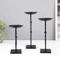 Подсвечник металл на 1 свечу d=8 см "Арнкелл" набор 3 шт 8х8х21,5 18,5 14,5 см