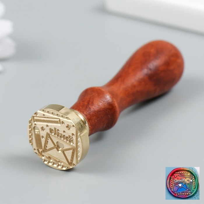 Печать для сургуча с деревянной ручкой Печать для сургуча с деревянной ручкой "Марка. Письмо" 9х2,5х2,5 см