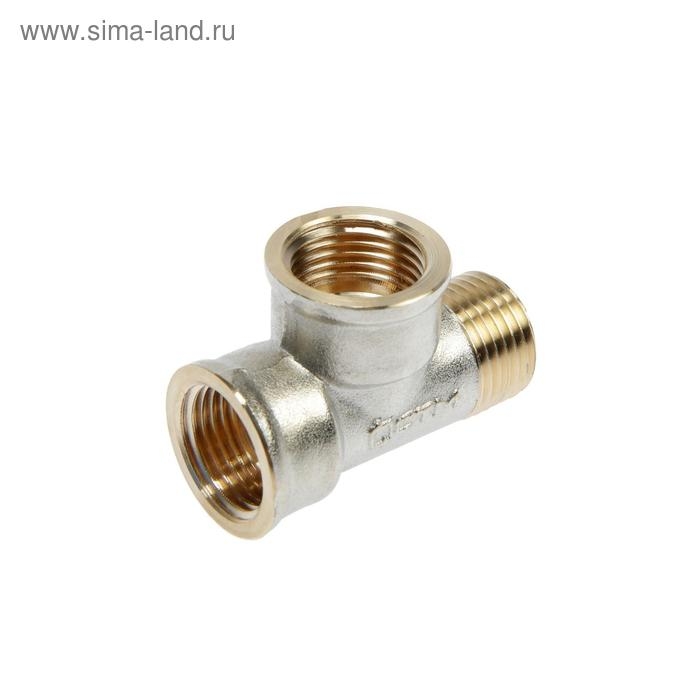 Тройник "CTM", 1/2", внутренняя/внутренняя/наружная резьба, никелированная латунь