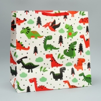 Пакет подарочный, упаковка, &laquo;Динозаврики&raquo;, 38 х 38 х 21 см