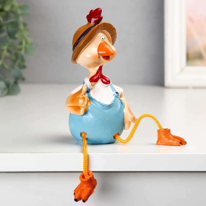 Сувенир полистоун "Курочка в косыночке/Петушок в шляпке" длинные ножки МИКС 21,5х10,5х8,5 см