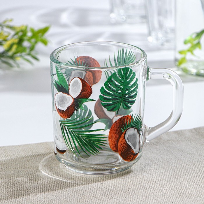 Кружка стеклянная для чая &laquo;Кокос&raquo;, 250 мл