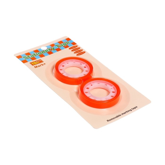 Набор 2 штуки, клейкая лента текстовыделительная (отклеиваемая) 75мм х 10м, оранжевый флуоресцентный