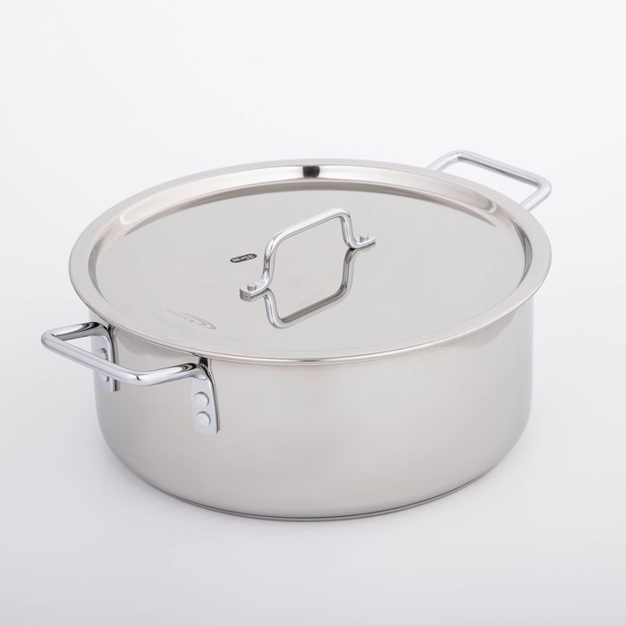 Кастрюля &laquo;Общепит&raquo;, 12 л, d=35 см, h=14 см, металлическая крышка, с теплораспределительным слоем, индукция