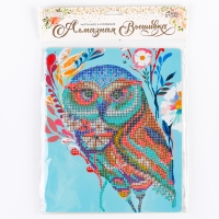 Алмазная вышивка «Сова-красавица», с подставкой, с частичным заполнением Алмазная вышивка «Сова-красавица», с подставкой, с частичным заполнением