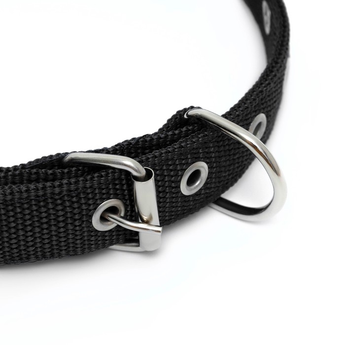 Ошейник "Комфорт" комбинированный (полиэстер, искусственная кожа), 58 х 3 см, ОШ 45-52 см, чёрный 60