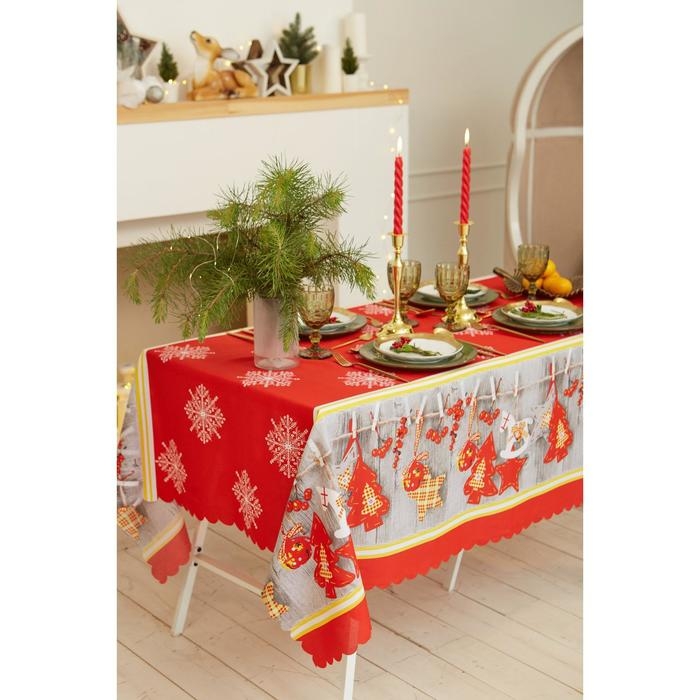 Скатерть новогодняя Доляна &laquo;Домашний уют&raquo; 145*180 см, 100% п/э