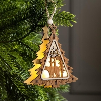 Ёлочная игрушка «Ёлочка с медведем», от батареек, свечение тёплое белое Ёлочная игрушка «Ёлочка с медведем», от батареек, свечение тёплое белое