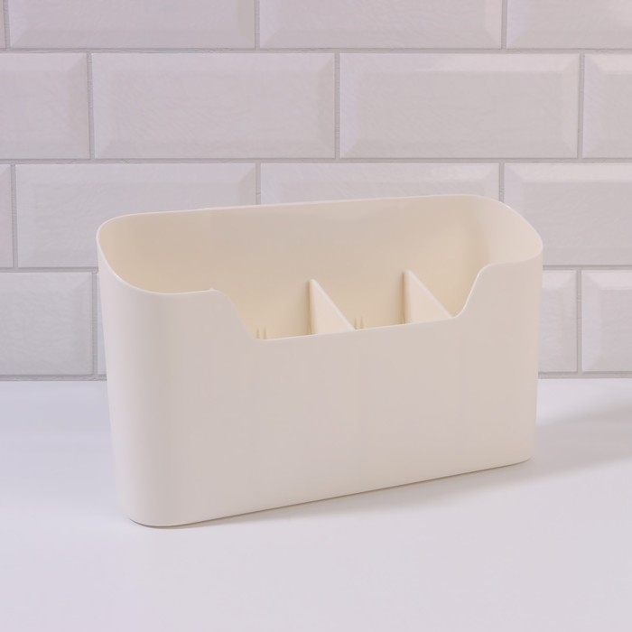 Органайзер для хранения &laquo;Нежность&raquo;, навесной, 4 секции, с клеевой основой, 26,8 &times; 16,2 см, цвет белый