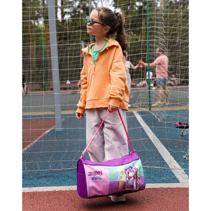 Сумка детская спортивная для девочки &laquo;Аниме&raquo;, 40х21х24см, цвет сиреневый