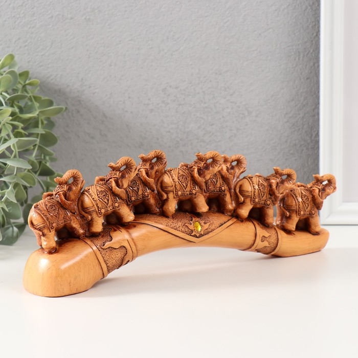 Сувенир полистоун "Семь слонов на бивне" под дерево 4,6х29х10 см