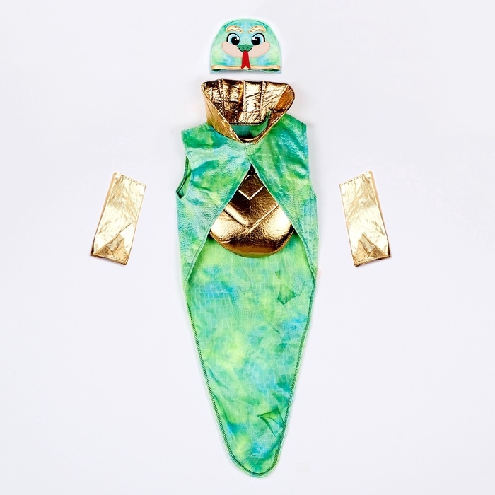 Карнавальный костюм детский &laquo;Новогодний змей&raquo;: жилетка, нагрудник, шапка, нарукавники, рост 116-128 см