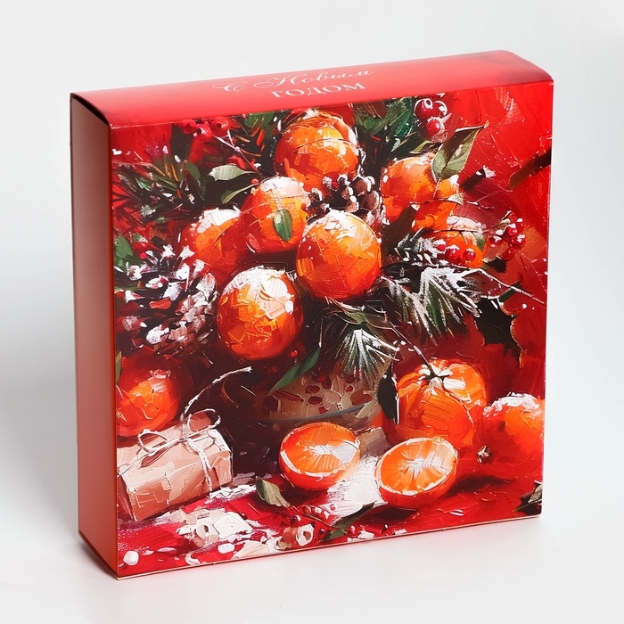 Новый год. Коробка под 9 конфет Новый год. Коробка под 9 конфет "Новогодняя", 13,8 х 13,8 х 3,8 , кондитерская упаковка