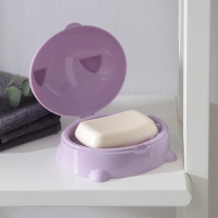 Мыльница с крышкой &laquo;Котейка&raquo;, пластик, 11,5&times;11&times;8 см, цвет МИКС