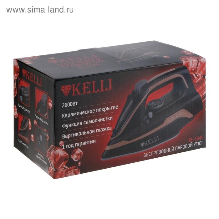 Утюг KELLI KL-1645, 2600 Вт, керамическая подошва, беспроводной, 320 мл, черный Утюг KELLI KL-1645, 2600 Вт, керамическая подошва, беспроводной, 320 мл, черный