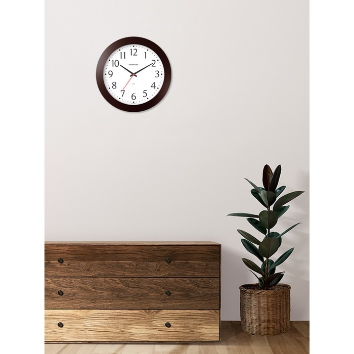 Часы настенные, серия: Классика, плавный ход, d-30.5 см, коричневые