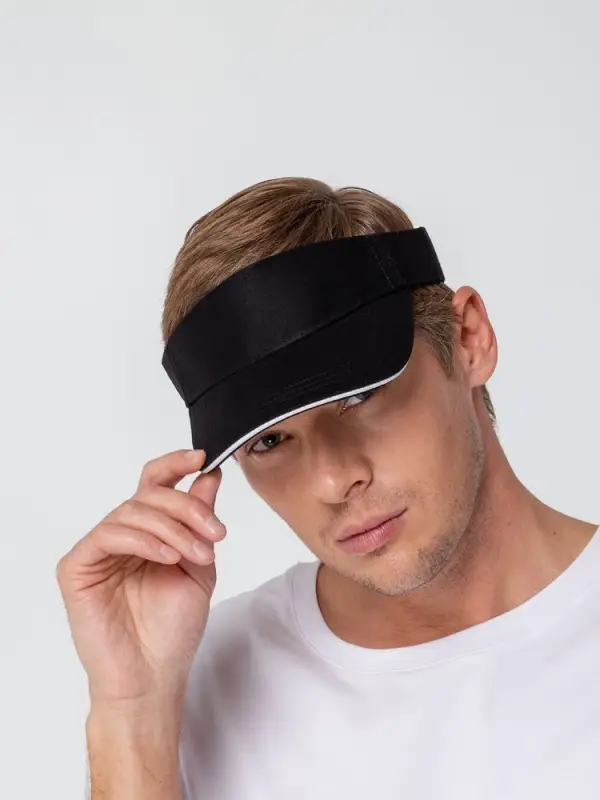 Козырек Active, черный с белым кантом Козырек Active, черный с белым кантом