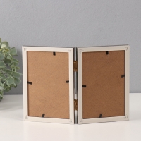 Фоторамка пластик на 2 фото 10х15 см "Волнистая линия на серебре"