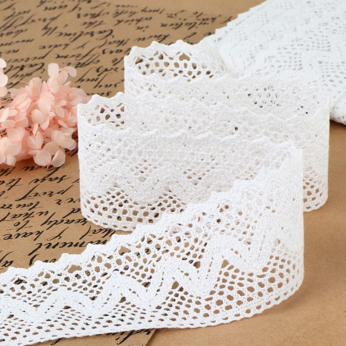 Кружево вязаное, 65 мм &times; 10 &plusmn; 1 м, цвет белый