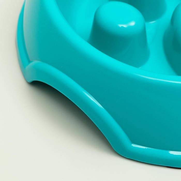 Миска для медленного кормления Миска для медленного кормления "Лапа", 18,5 х 17,5 х 5 см, бирюзовая