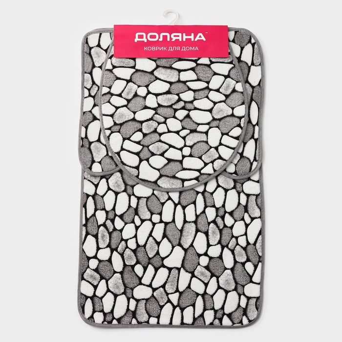 Коврики для ванной и туалета Доляна «Галька», 3 шт: 40×45 см, 40×50 см, 50×80 см Коврики для ванной и туалета Доляна «Галька», 3 шт: 40×45 см, 40×50 см, 50×80 см