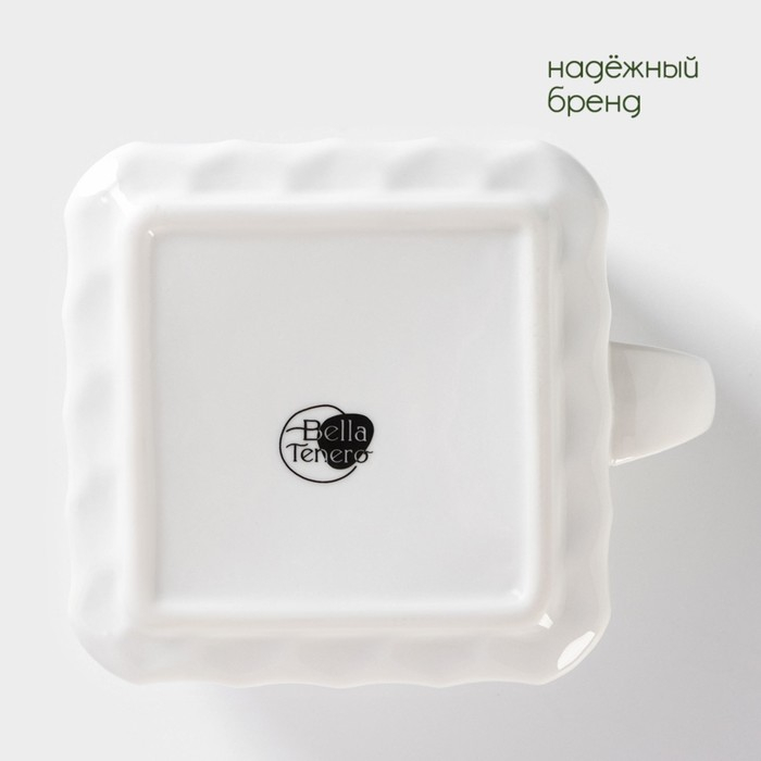 Банка для хранения сыпучих продуктов с ложкой BellaTenero, 750 мл, 14,5&times;11 см, с бамбуковой крышкой, фарфоровые, цвет белый