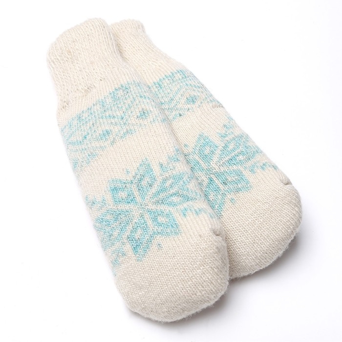 Новый год. Варежки женские шерстяные &laquo;Снежинка&raquo;, цвет белый, размер 20-22