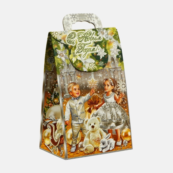 Новый год. Подарочная коробка новогодняя Сумочка мини Новый год. Подарочная коробка новогодняя Сумочка мини "Новогодний шарм" 140 x 100 x 223 см.