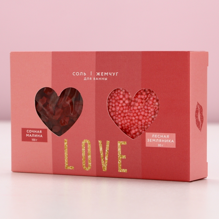 Подарочный набор косметики Love, соль для ванны 100 гр и жемчуг для ванны 80 гр, аромат лесной земляники, ЧИСТОЕ СЧАСТЬЕ Подарочный набор косметики Love, соль для ванны 100 гр и жемчуг для ванны 80 гр, аромат лесной земляники, ЧИСТОЕ СЧАСТЬЕ
