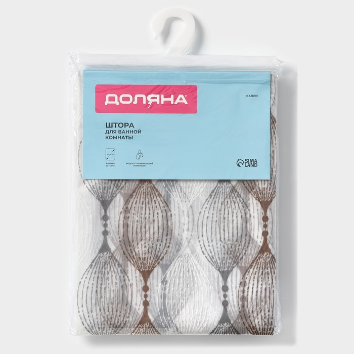 Штора для ванны Доляна &laquo;Капли&raquo;, 180&times;180 см, EVA