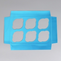 Коробка складная на 6 капкейков с окном &laquo;Снежинки&raquo;, 25 х 17 х 10 см, Новый год