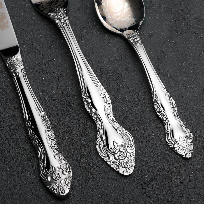 Набор столовых приборов &laquo;Тройка&raquo;, 24 предмета, художественная роспись, декоративная коробка