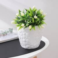 Горшок для цветов с поддоном «Камешки», 3 л, пластик, белый Горшок для цветов с поддоном «Камешки», 3 л, пластик, белый