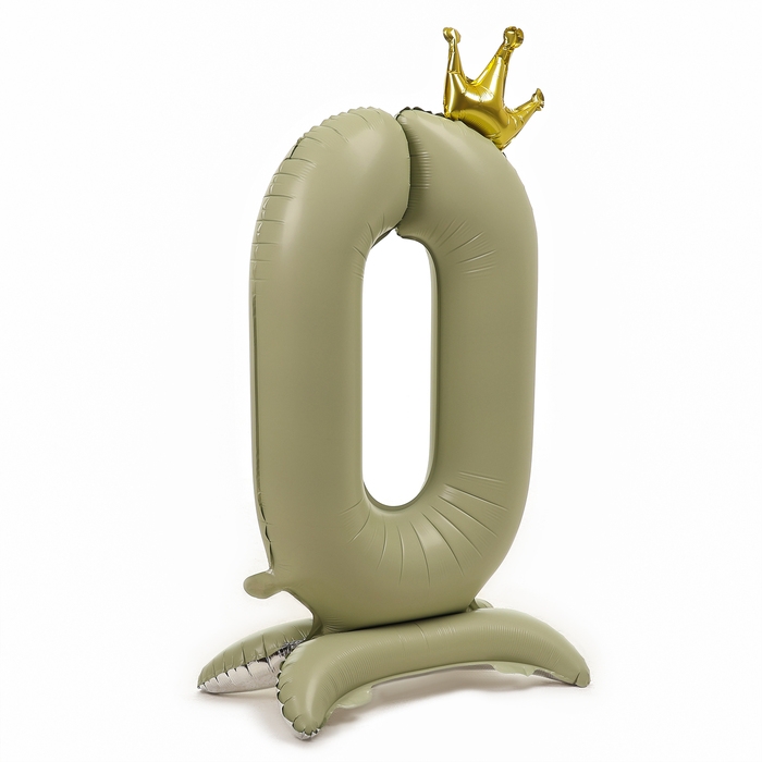 Шар фольгированный 42" &laquo;Цифра 0 с короной&raquo; на подставке, цвет взбитые сливки