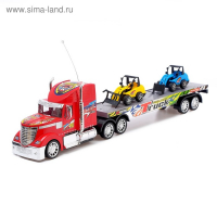 Грузовик радиоуправляемый «Автовоз», с тракторами, работает от батареек, МИКС Грузовик радиоуправляемый «Автовоз», с тракторами, работает от батареек, МИКС