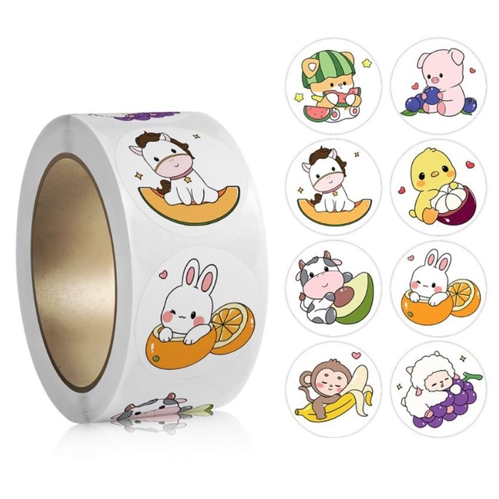 Наклейка бумага Наклейка бумага "Очаровательные крохи" d=2,5 см 500 шт в рулоне 3х6х6 см