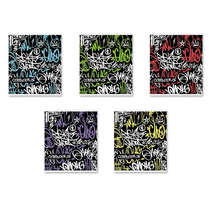 Тетрадь 96 листов в клетку, ErichKrause Graffity, обложка мелованный картон, матовая ламинация, УФ-лак, блок офсет 100% белизна, МИКС Тетрадь 96 листов в клетку, ErichKrause Graffity, обложка мелованный картон, матовая ламинация, УФ-лак, блок офсет 100% белизна, МИКС