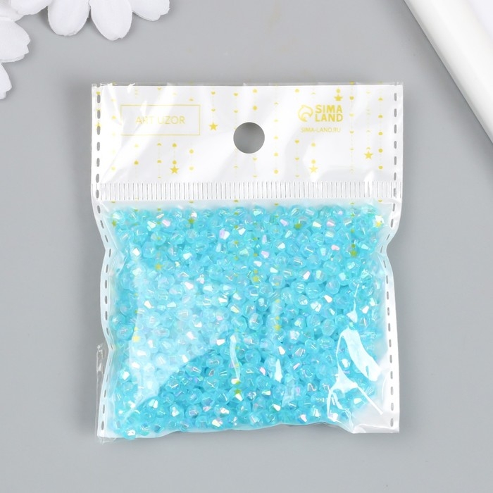 Бусины для творчества пластик "Ромб-кристалл голография голубой" набор 20 гр 0,4х0,4 см