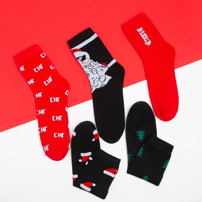 Набор мужских носков KAFTAN "Четкого нового года" 5 пар, размер 41-44 (27-29 см)