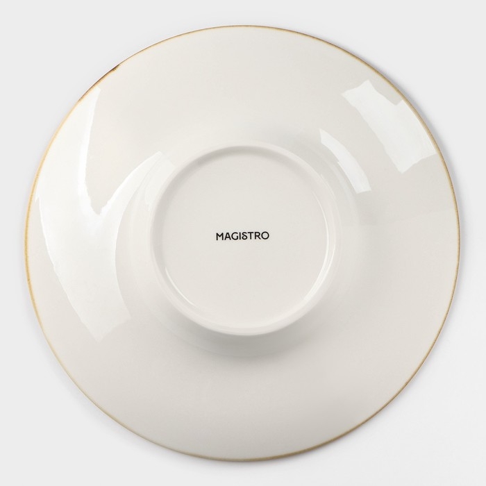 Тарелка фарфоровая для пасты Magistro &laquo;Церера&raquo;, 160 мл, d=21 см, цвет коричневый