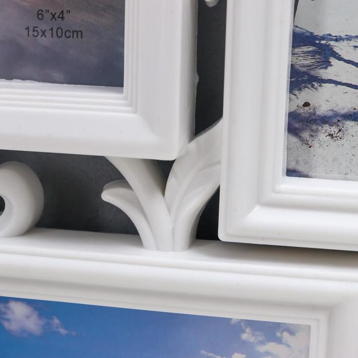 Фоторамка пластик на 6 фото 10х15 см Фоторамка пластик на 6 фото 10х15 см "Вьюн" белая 55х33 см