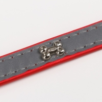 Ошейник с косточками светоотражающий, 37 х 1,3 см, ОШ 26-33, красный Ошейник с косточками светоотражающий, 37 х 1,3 см, ОШ 26-33, красный