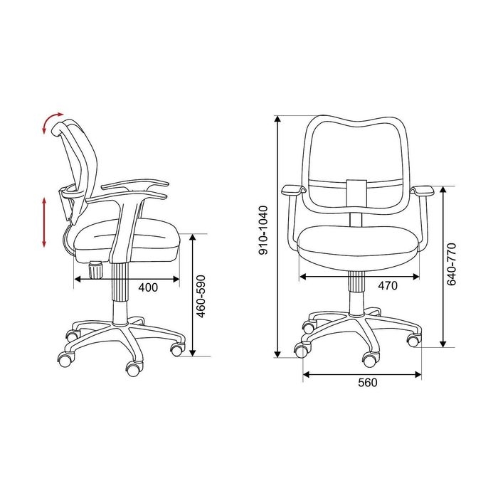 Кресло Бюрократ, с подлокотником, синий, спинка сетка, белый пластик, CH-W797/BL/TW-10