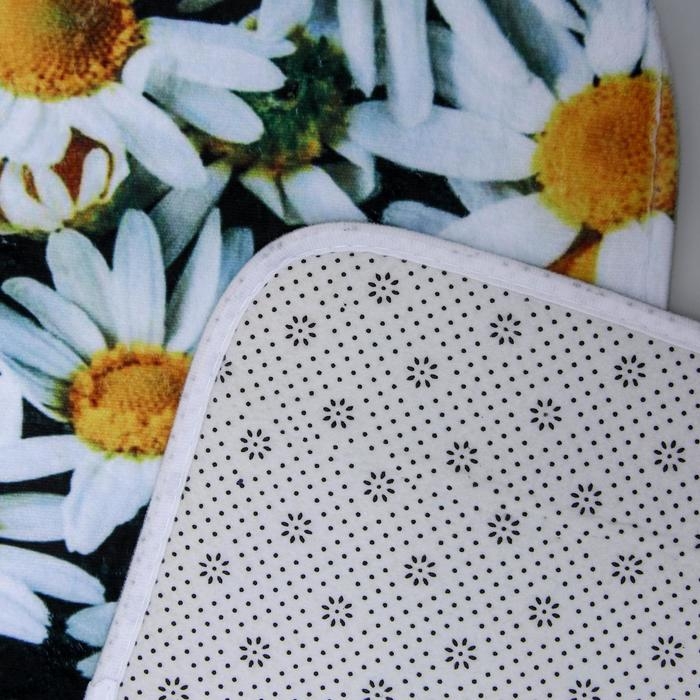 Набор ковриков для ванной и туалета Доляна «Ромашковое поле», 2 шт: 40×50, 50×80 см Набор ковриков для ванной и туалета Доляна «Ромашковое поле», 2 шт: 40×50, 50×80 см