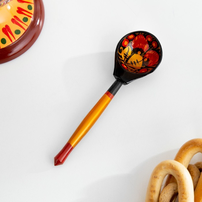 Сахарница, с ложкой, 10,5&times;7,5 см, хохлома