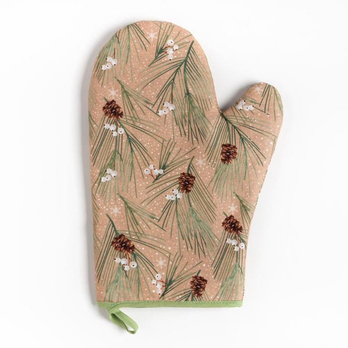 Набор Набор "Spruce branches" варежка-прихватка 20х28см, прихватка 19х19см, 100% хл, ватин 250г/м2
