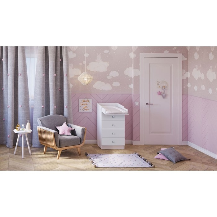 Комод пеленальный детский Фея 1550, 50х47х92 см., 4 ящика, цвет белый