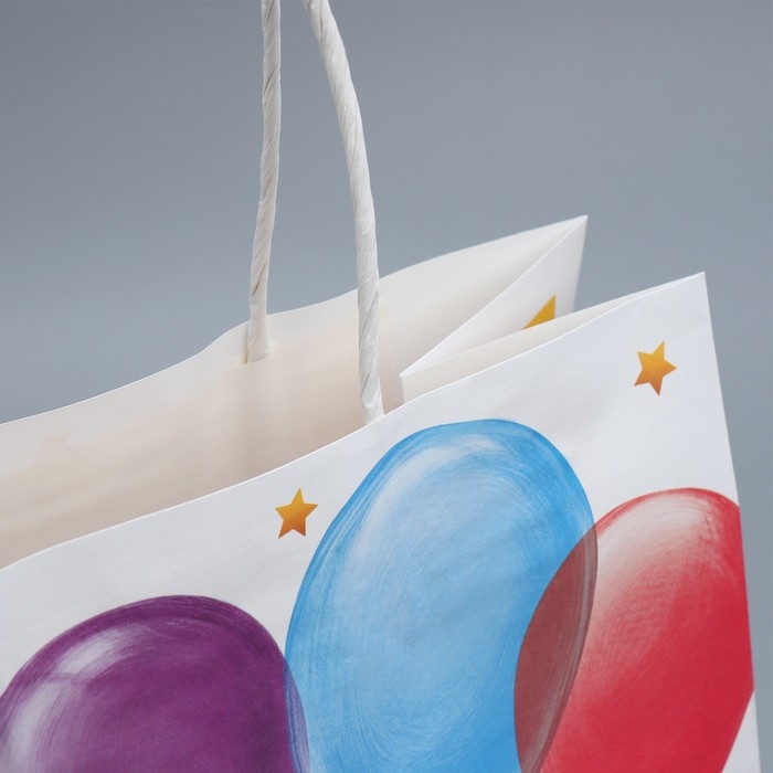 Пакет подарочный крафтовый, упаковка, &laquo;День рождения&raquo;, 22 х 25 х 12 см